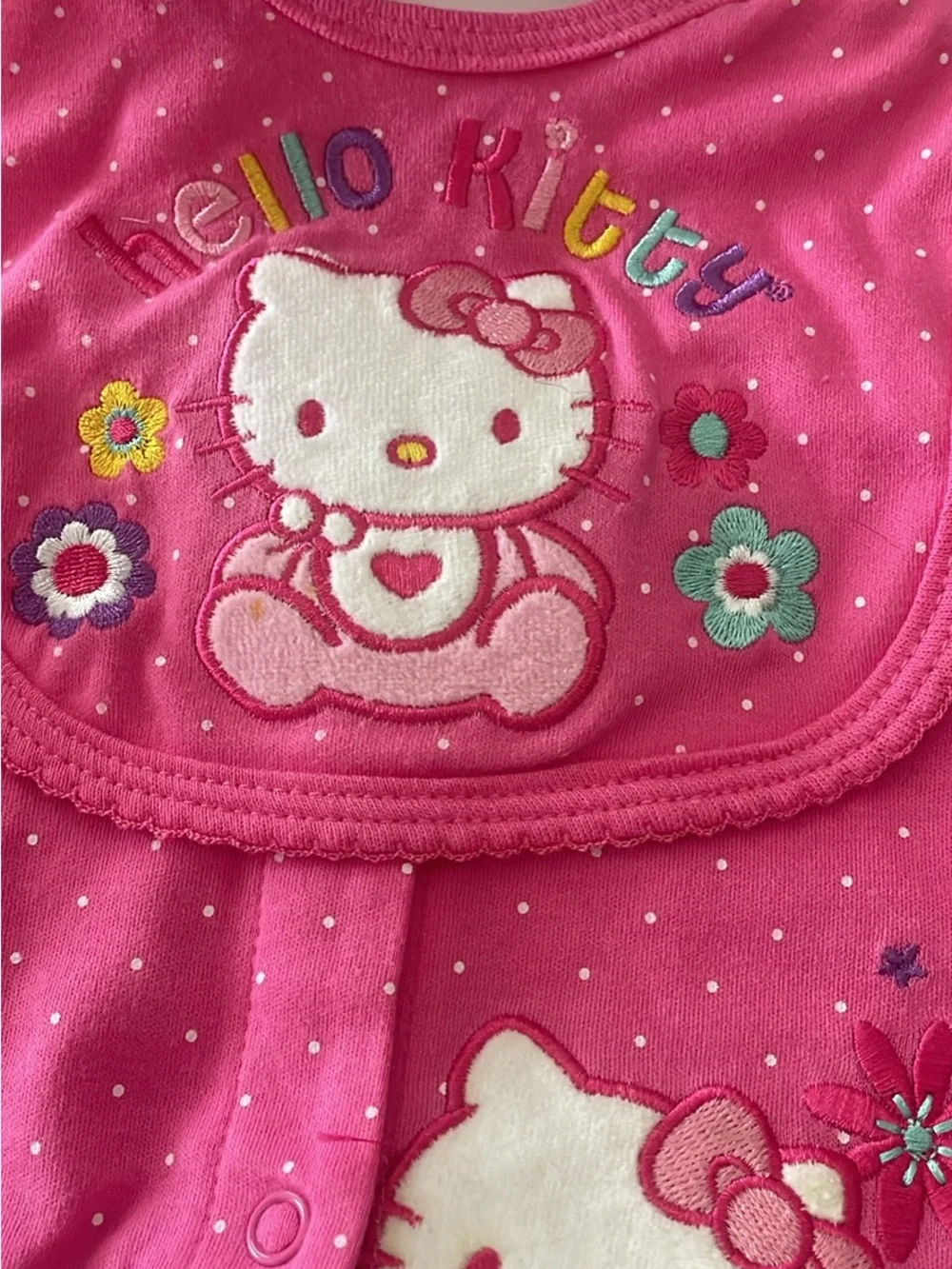 Sanrio Hello Kitty Pink Polka-Dot Footed One-Piece